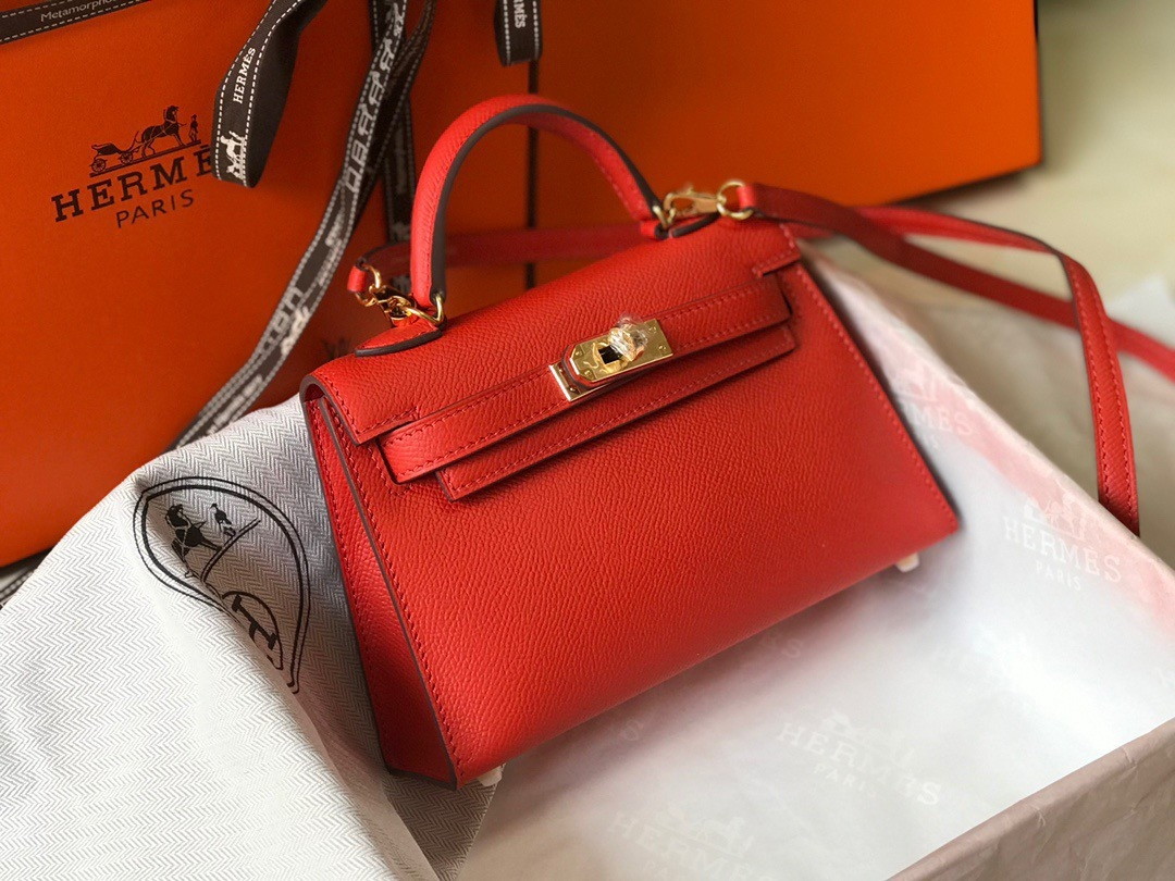 Hermes Kelly Mini II Sellier Bag In Red Epsom Leather - Image 3