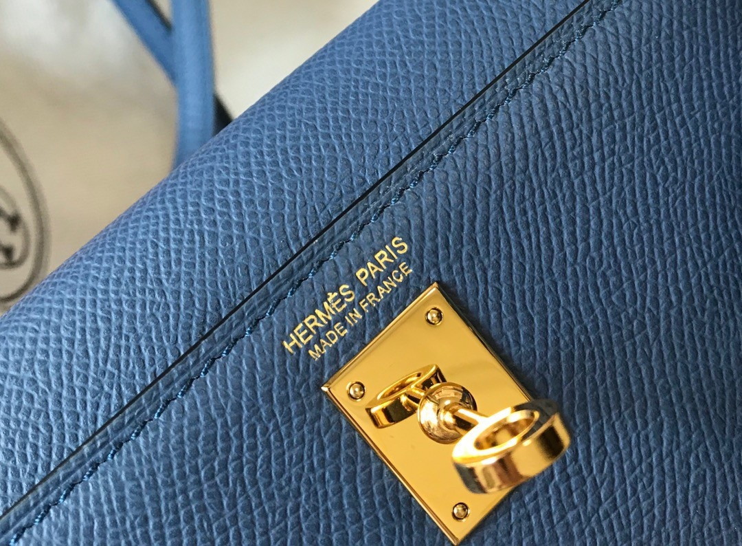 Hermes Kelly Mini II Sellier Bag In Blue Agate Epsom Leather - Image 2
