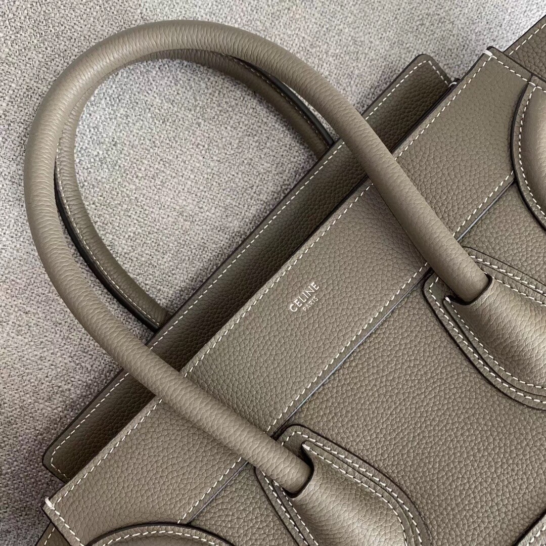 Celine Micro Luggage Tote Bag In Souris Drummed Calfskin - Image 3