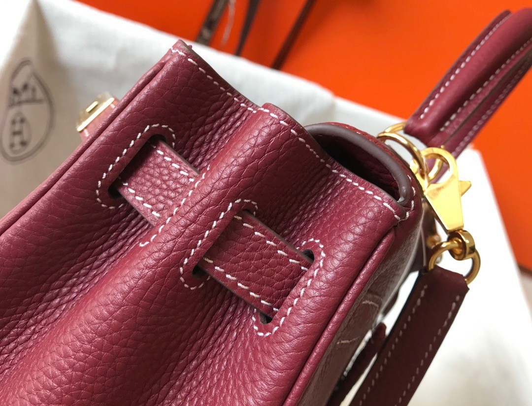 Hermes Kelly 25cm Retourne Bag in Bordeaux Clemence Leather GHW - Image 3