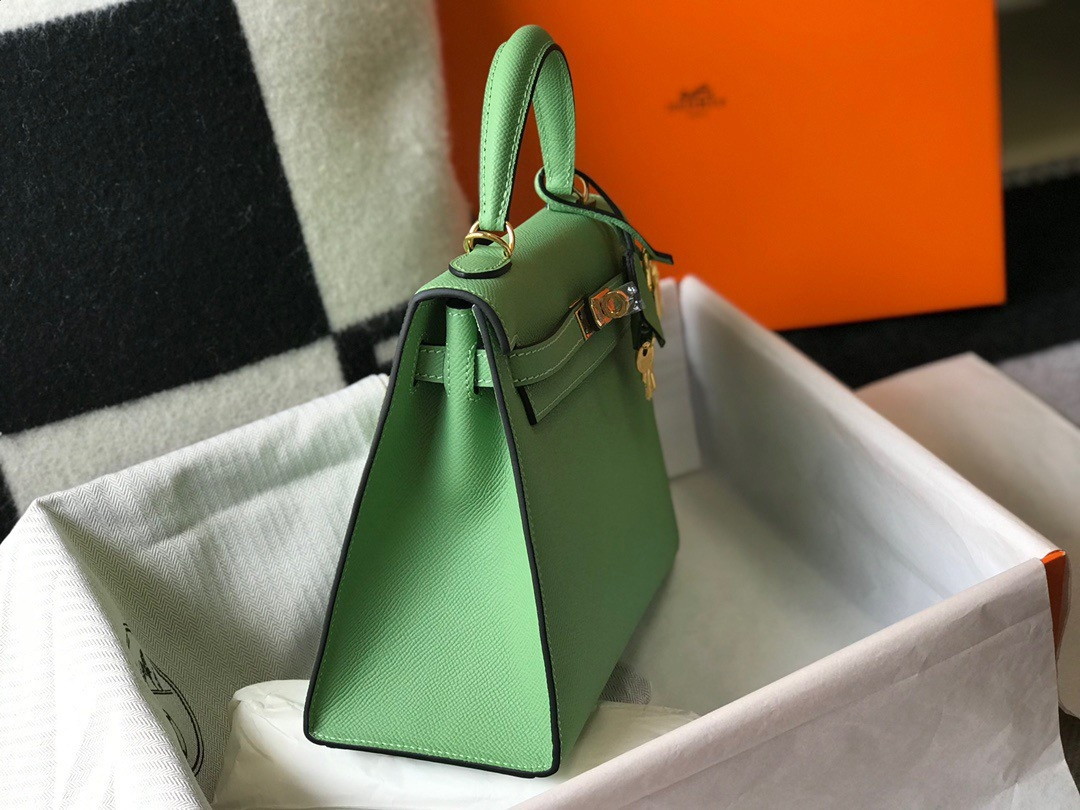 Hermes Kelly 25cm Sellier Bag in Vert Criquet Epsom Calfskin GHW - Image 3