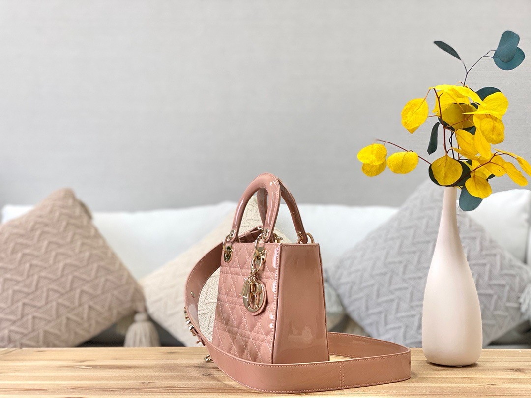 Dior Small Lady Dior Bag In Powder Patent Cannage Calfskin - Image 2