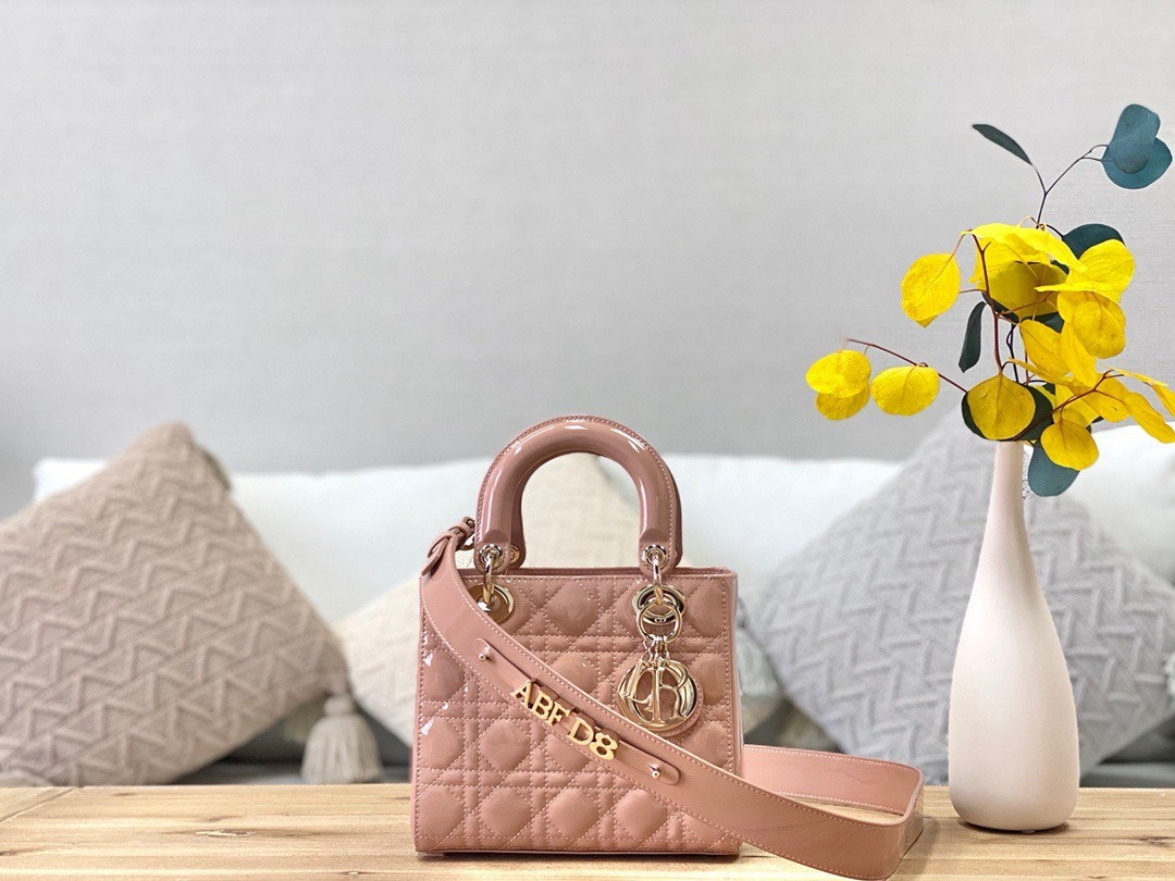 Dior Small Lady Dior Bag In Powder Patent Cannage Calfskin - Image 4