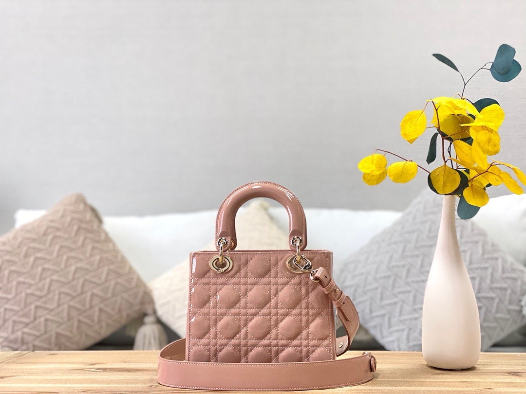 Dior Small Lady Dior Bag In Powder Patent Cannage Calfskin - Image 5