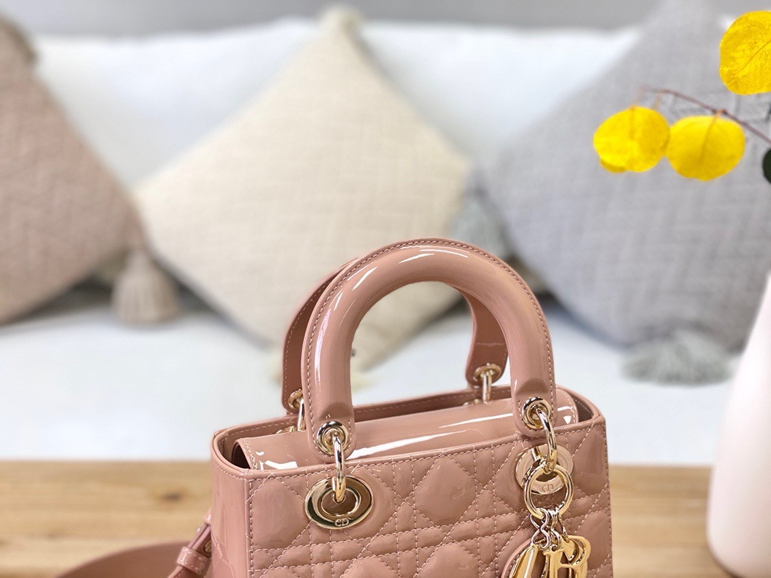 Dior Small Lady Dior Bag In Powder Patent Cannage Calfskin - Image 7