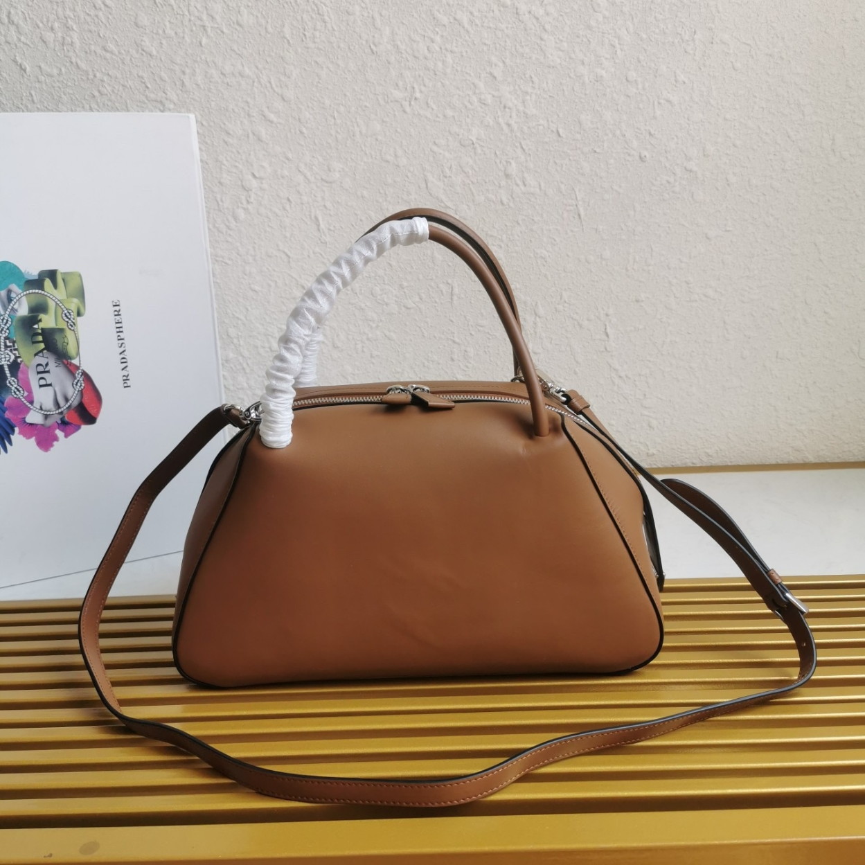 Prada Supernova Medium Top Handle Bag In Brown Leather - Image 4