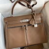 Hermes Kelly Lakis 32 Handmade Bag In Taupe Swift Calfskin