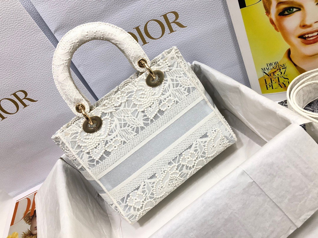 Dior Lady D-Lite Medium Bag in Embroidery with Macrame Effect - Image 8
