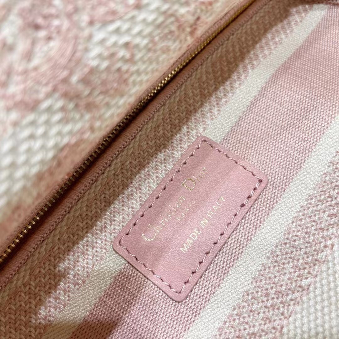 Dior Lady D-Lite Medium Bag In Pink Toile de Jouy Embroidery - Image 6
