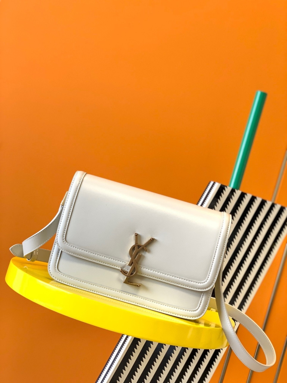Saint Laurent Medium Solferino Bag In White Calfskin - Image 11