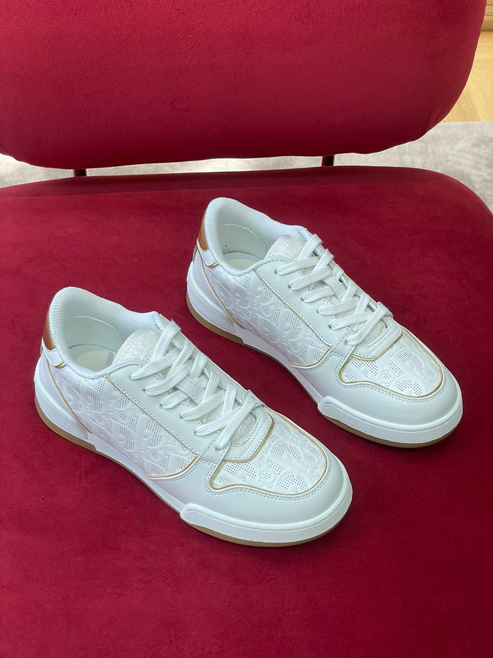 Dior One Sneakers in White and Gold Oblique Perforated Calfskin - Image 7