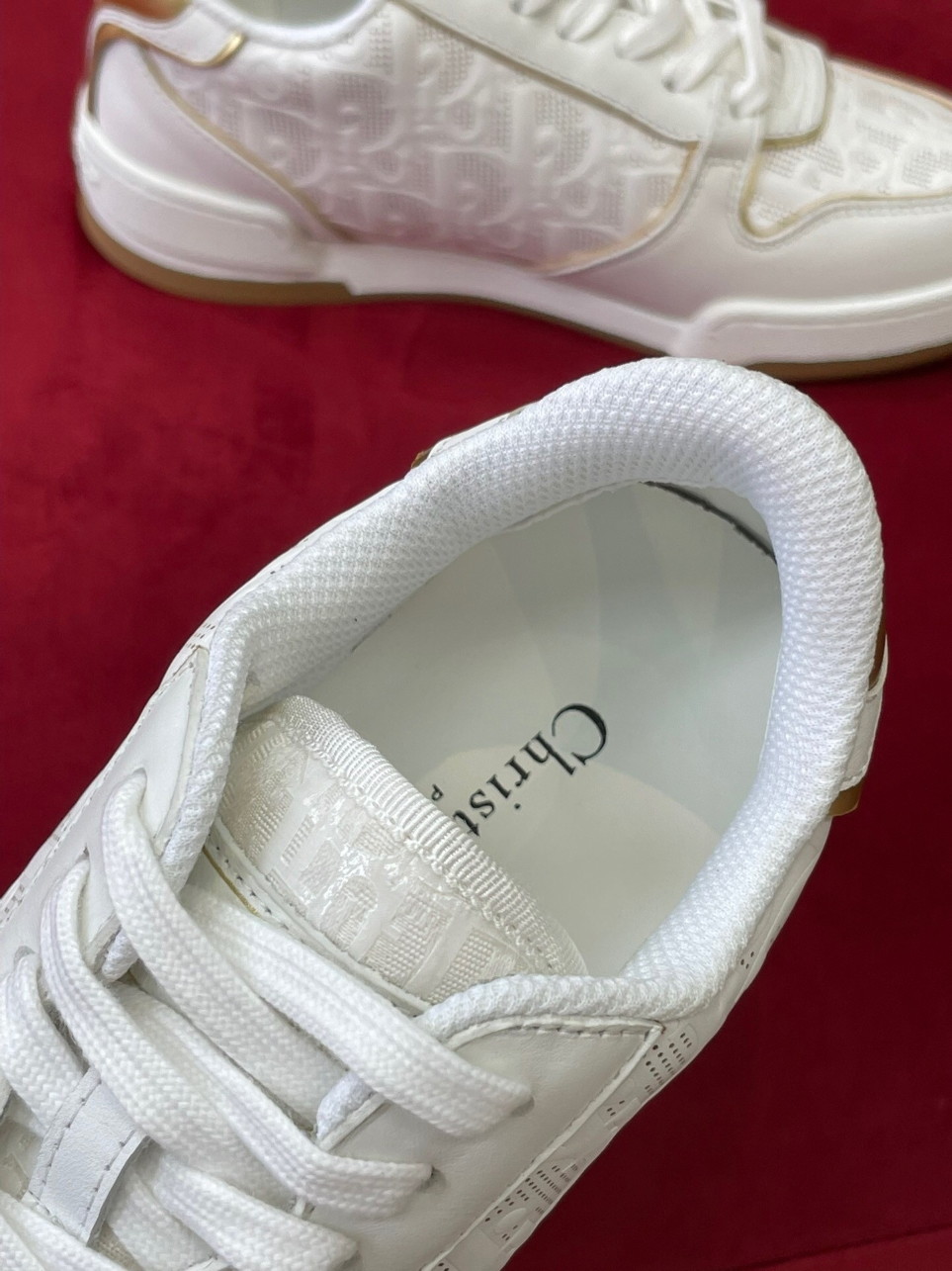 Dior One Sneakers in White and Gold Oblique Perforated Calfskin - Image 9