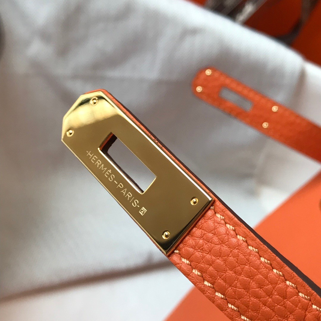 Hermes Kelly 28cm Retourne Bag in Orange Clemence Leather GHW - Image 4