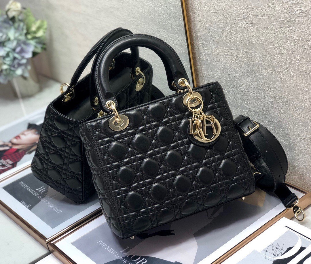 Dior Lady Dior Medium Bag In Black Cannage Lambskin - Image 2