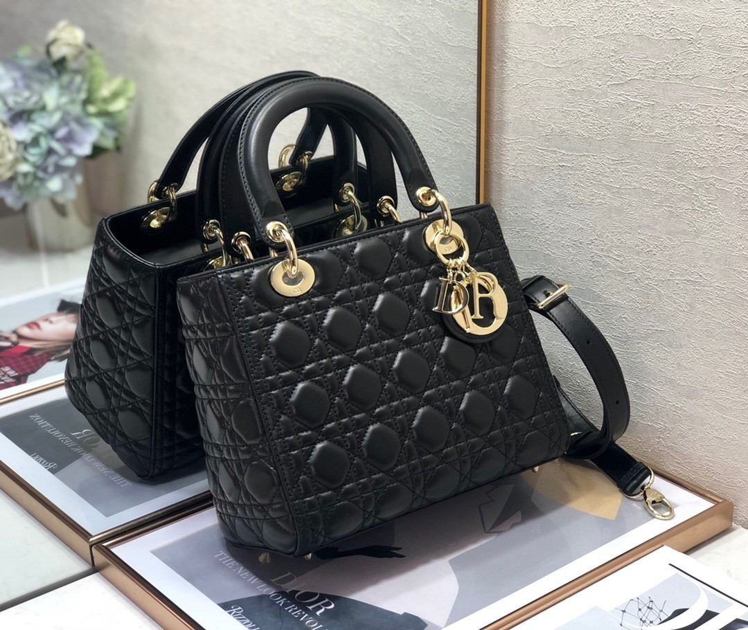 Dior Lady Dior Medium Bag In Black Cannage Lambskin - Image 4