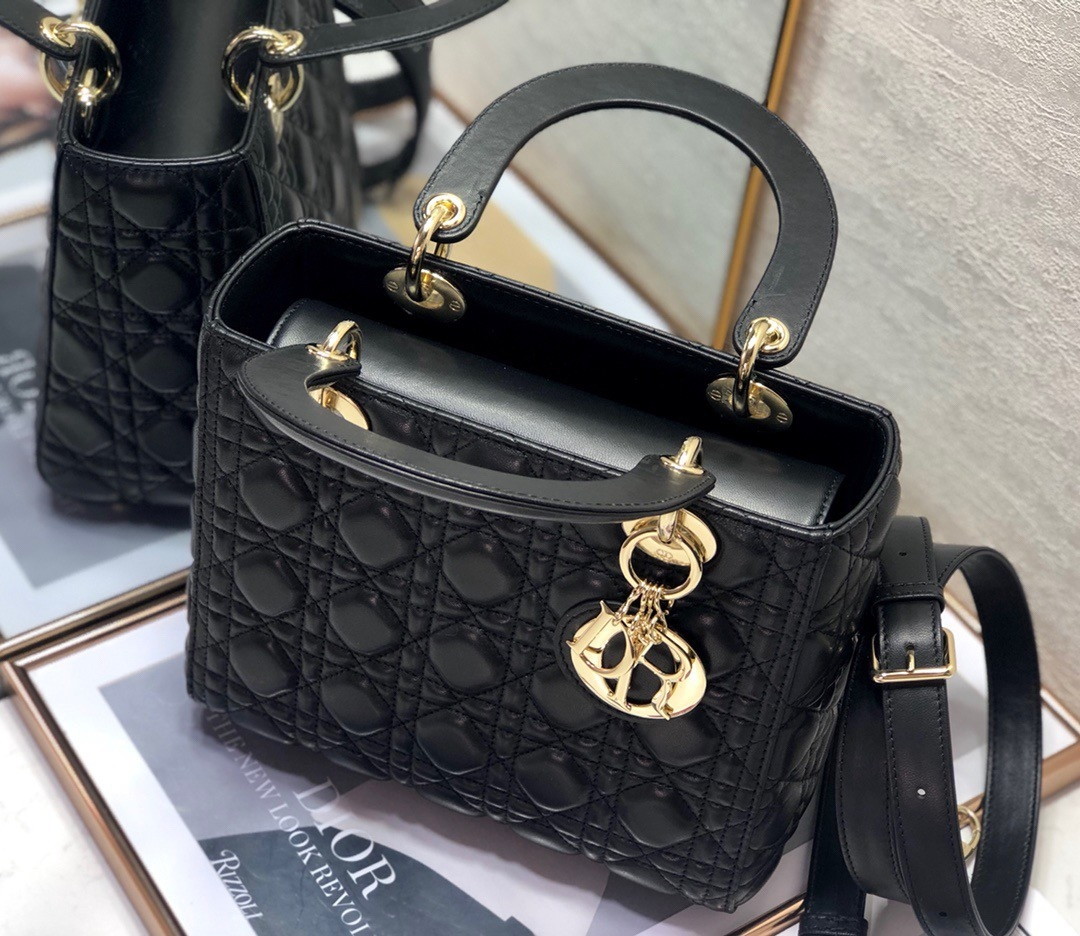 Dior Lady Dior Medium Bag In Black Cannage Lambskin - Image 6