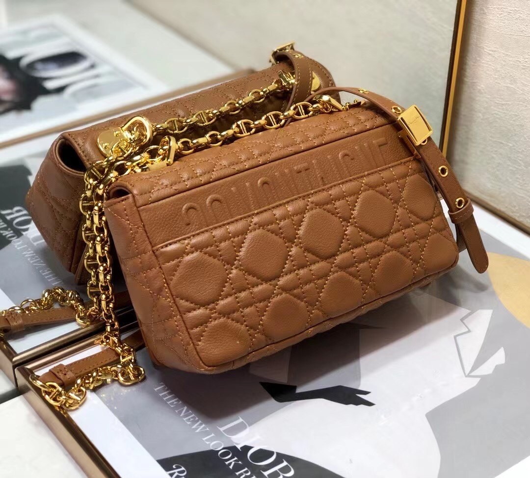 Dior Caro Small Bag In Brown Cannage Calfskin - Image 4