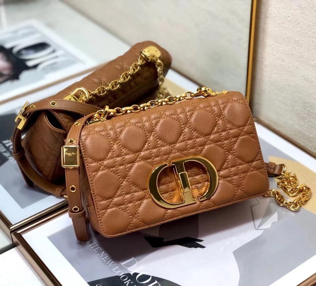 Dior Caro Small Bag In Brown Cannage Calfskin - Image 5