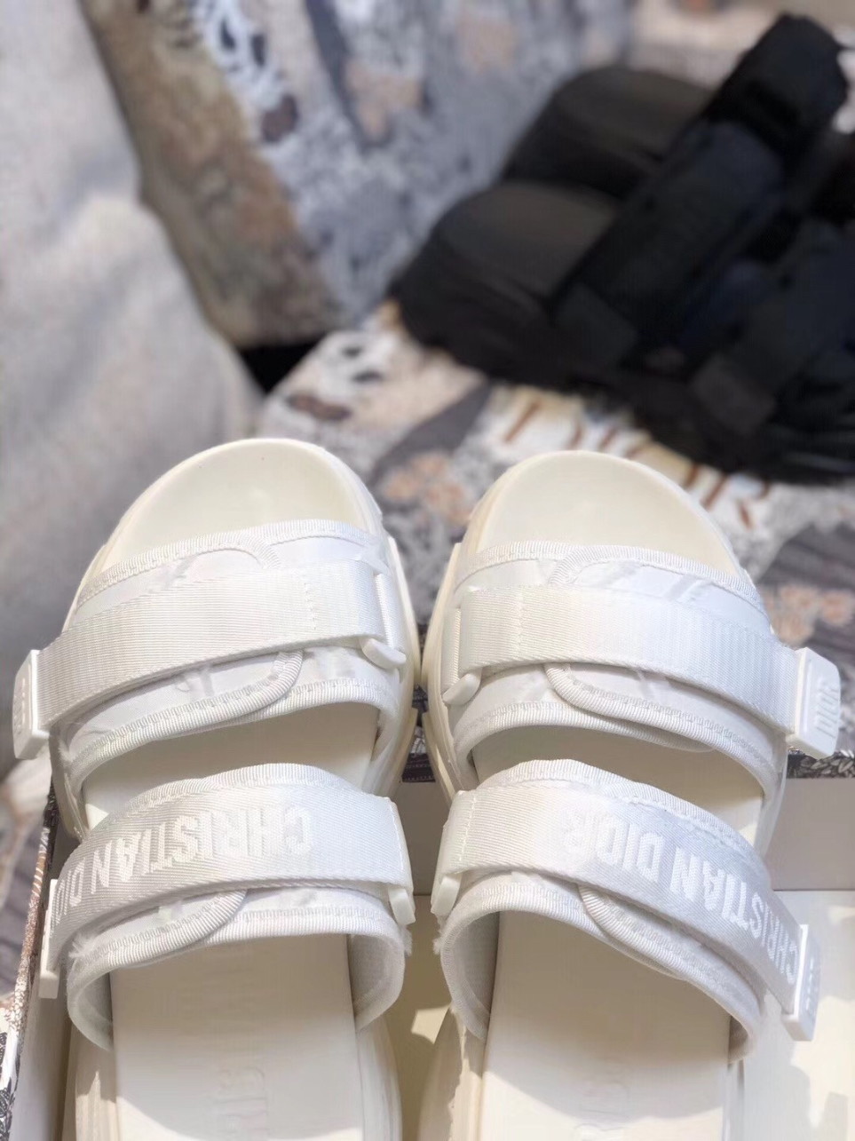 Dior D-Wander Slides In White Camouflage Fabric - Image 5