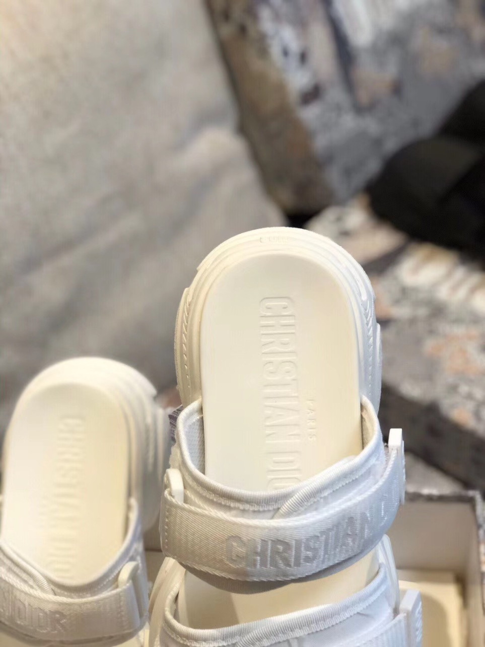 Dior D-Wander Slides In White Camouflage Fabric - Image 6
