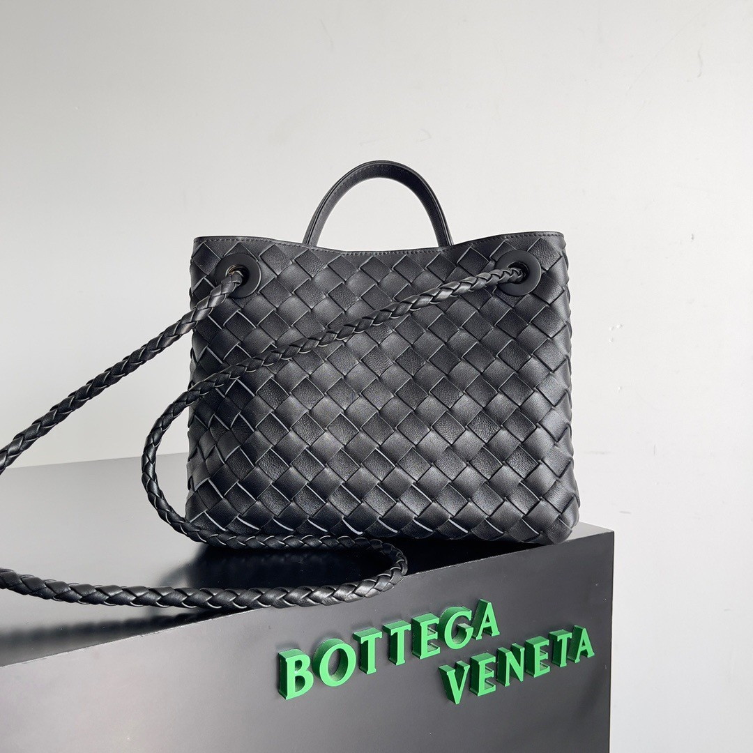 Bottega Veneta Small Andiamo Bag In Black Intrecciato Lambskin - Image 9