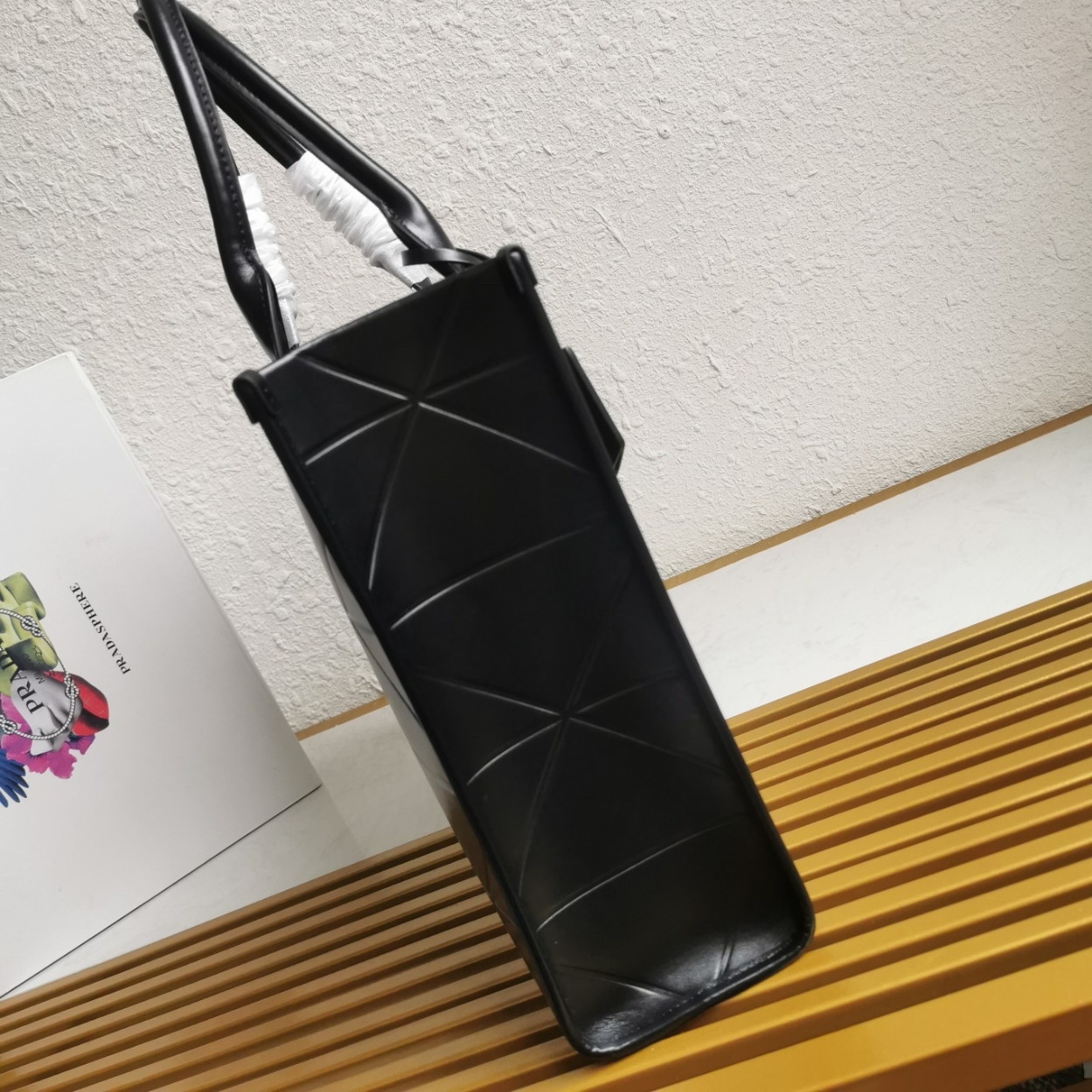 Prada Symbole Large Bag with Topstitching in Black Leather - Image 10