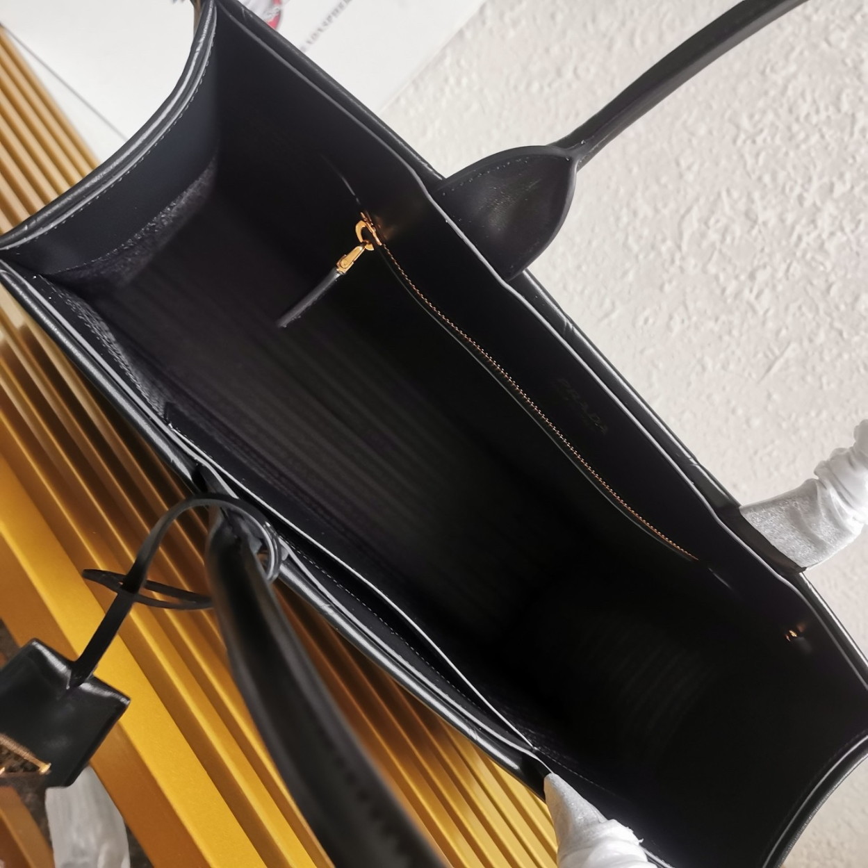 Prada Symbole Large Bag with Topstitching in Black Leather - Image 6