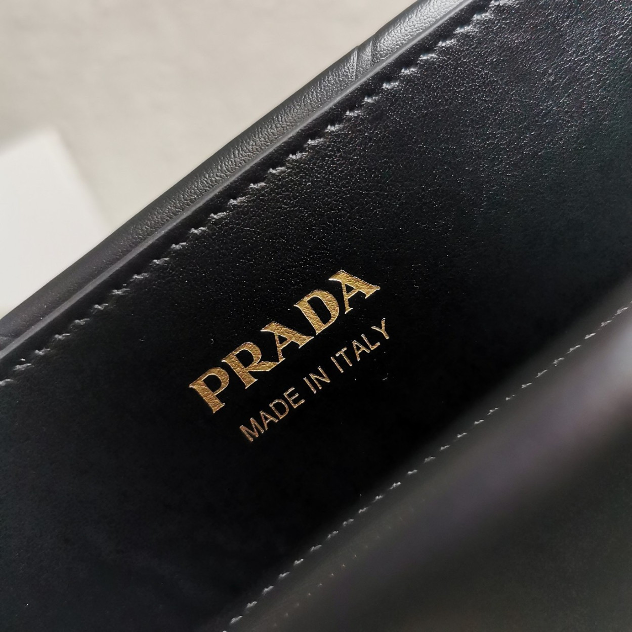 Prada Symbole Large Bag with Topstitching in Black Leather - Image 7