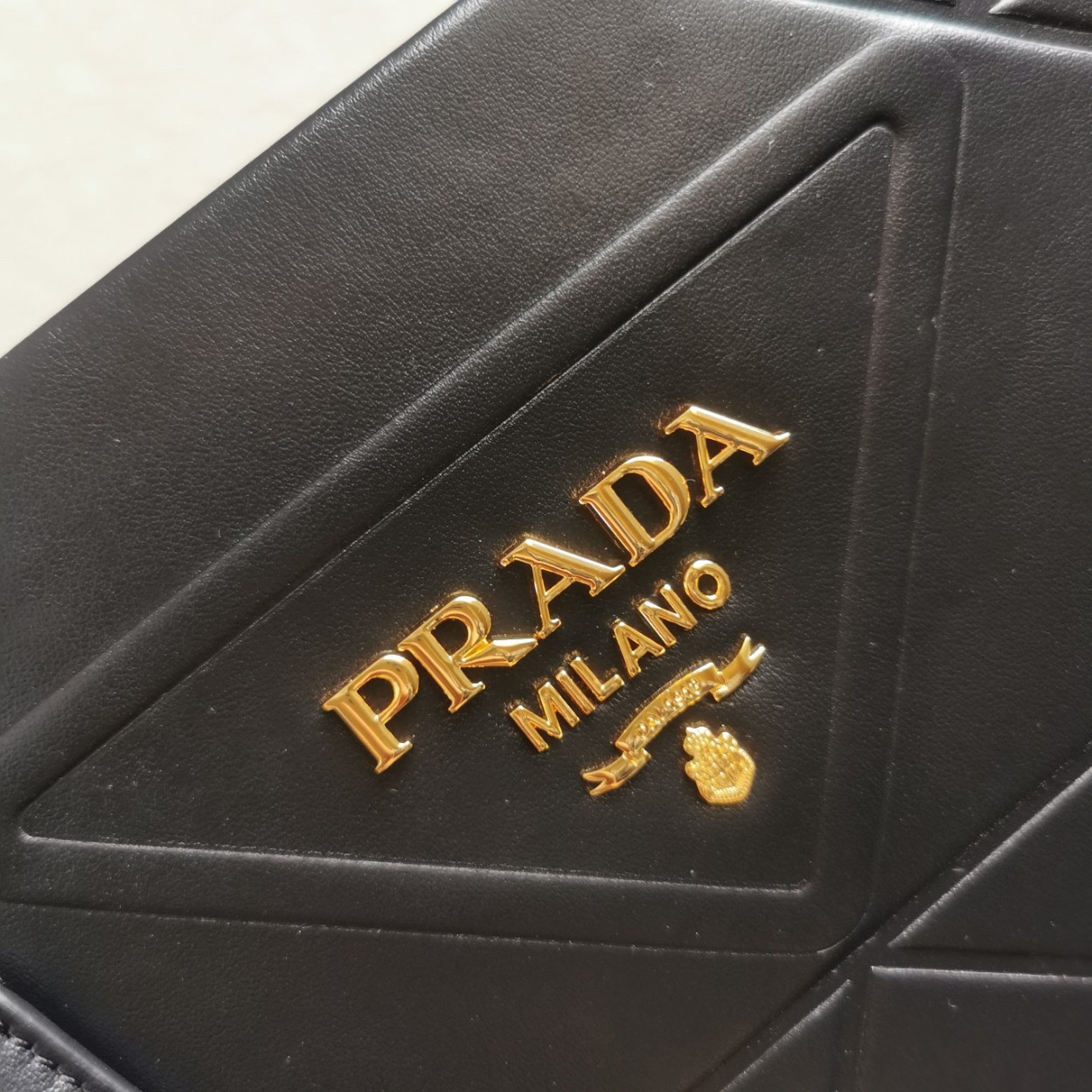 Prada Symbole Large Bag with Topstitching in Black Leather - Image 9