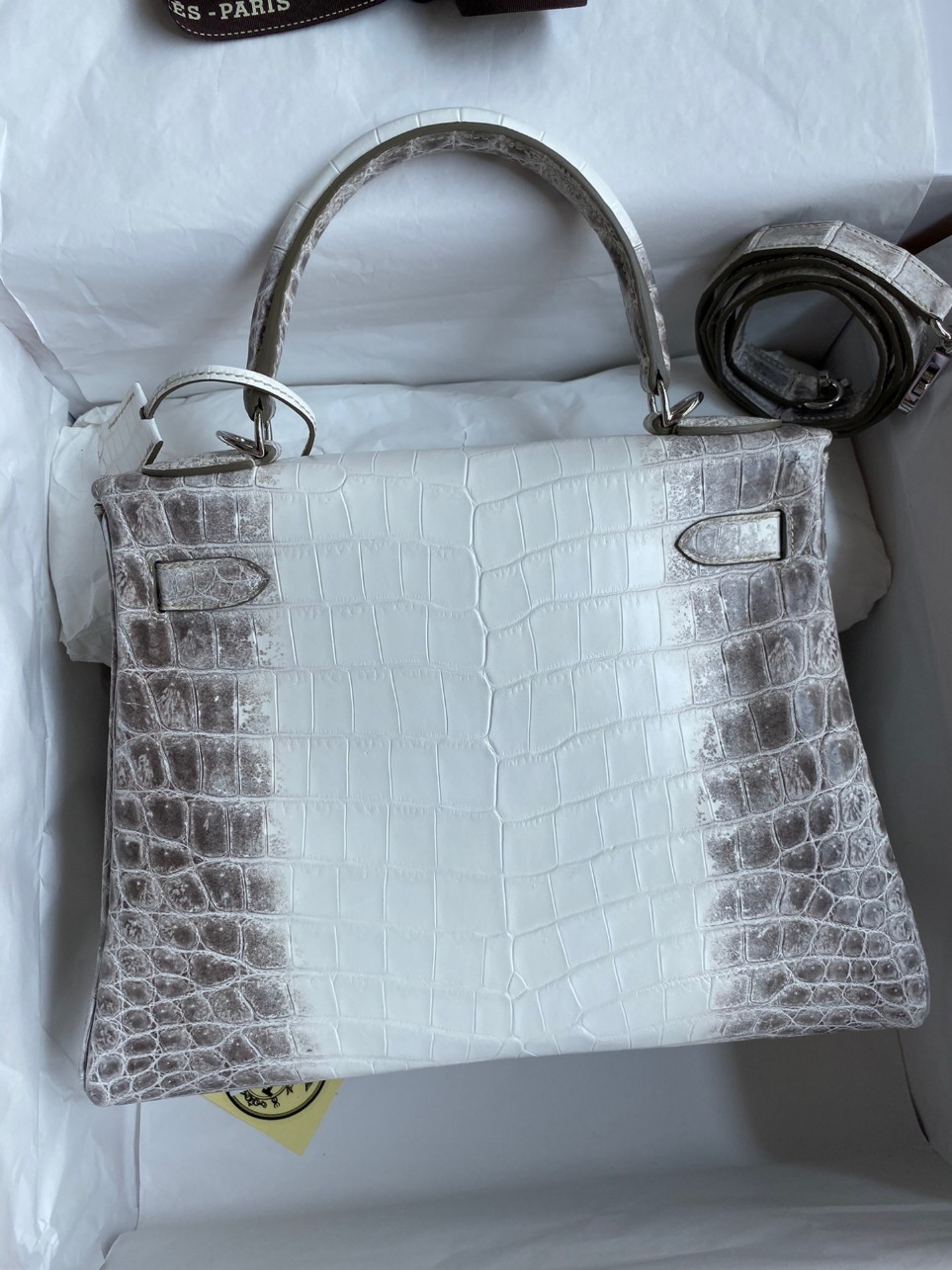 Hermes Kelly Retourne 28 Handmade Bag In Himalaya Crocodile Niloticus Skin - Image 2