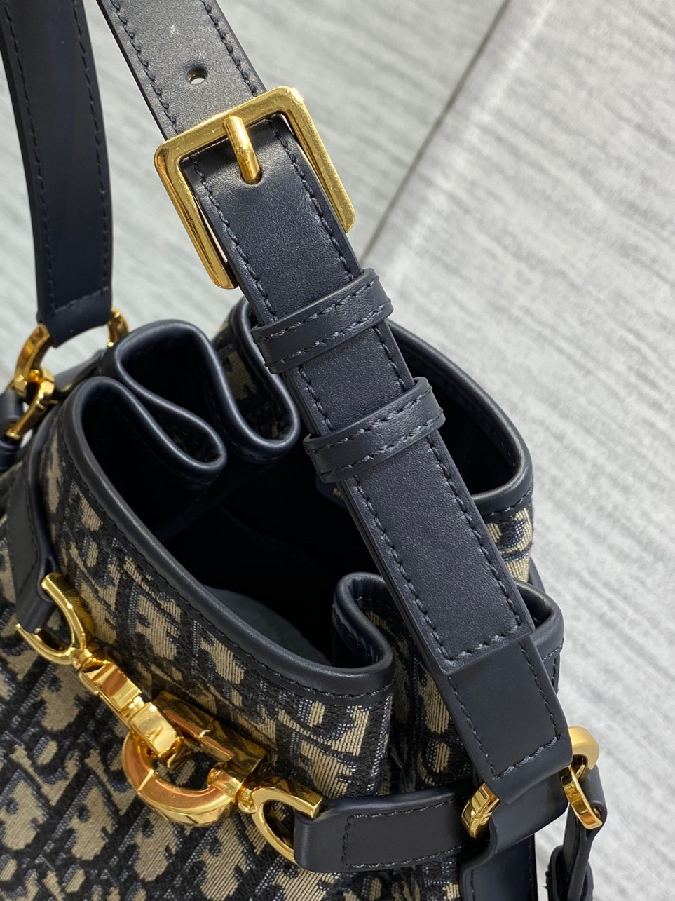Dior C'est Medium Bag in Blue Oblique Jacquard - Image 3
