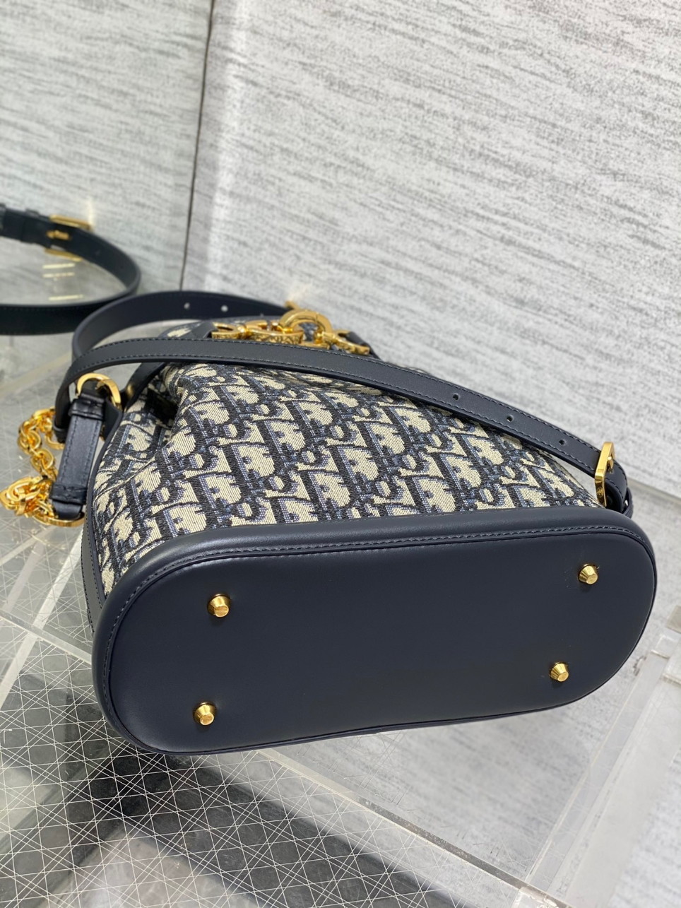 Dior C'est Medium Bag in Blue Oblique Jacquard - Image 6