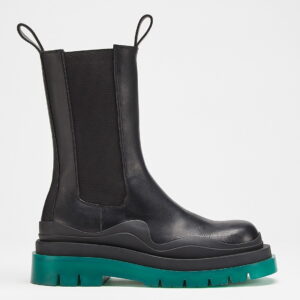 Bottega Veneta BV Tire Chelsea Boots with Green Outsole