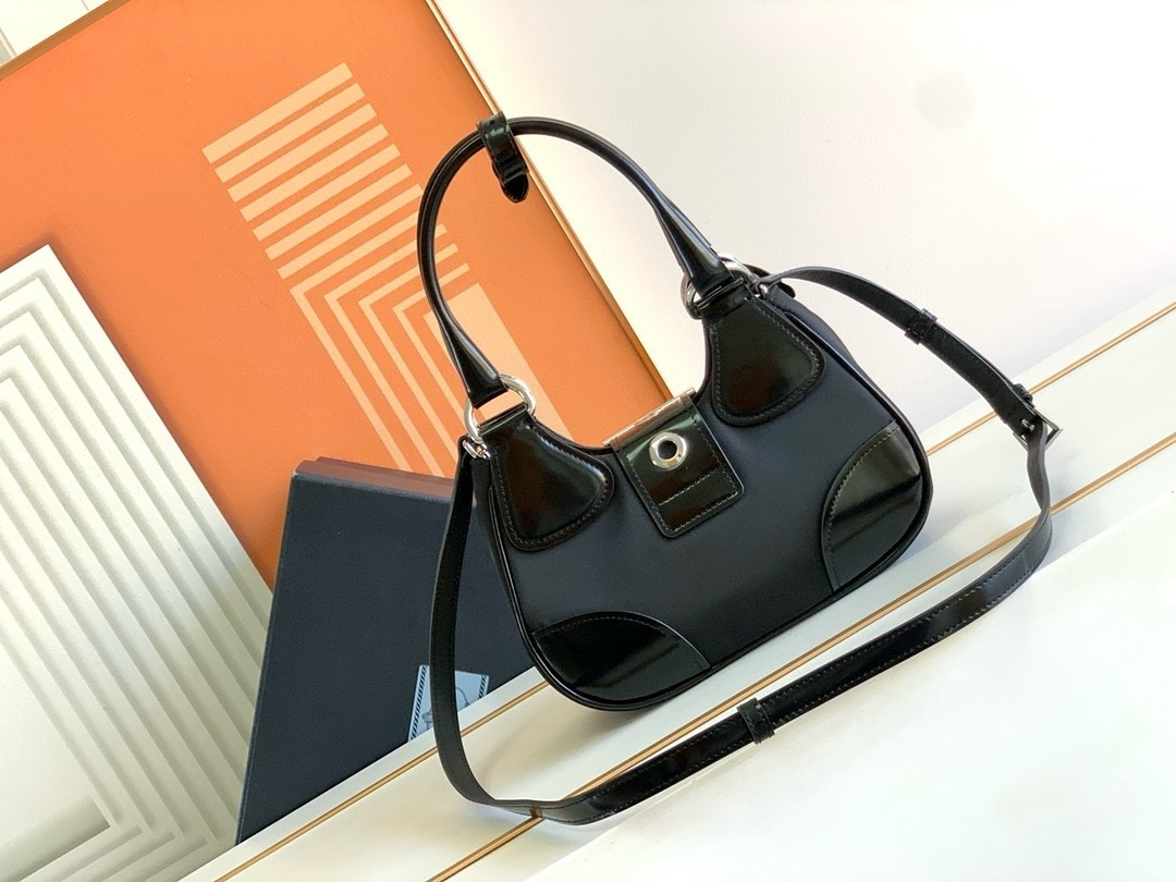 Prada Moon Bag in Black Padded Nappa Leather - Image 9