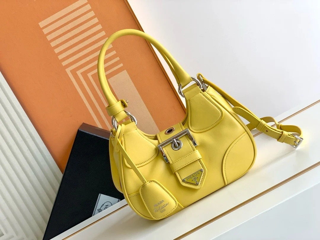 Prada Moon Bag in Yellow Padded Nappa Leather - Image 4