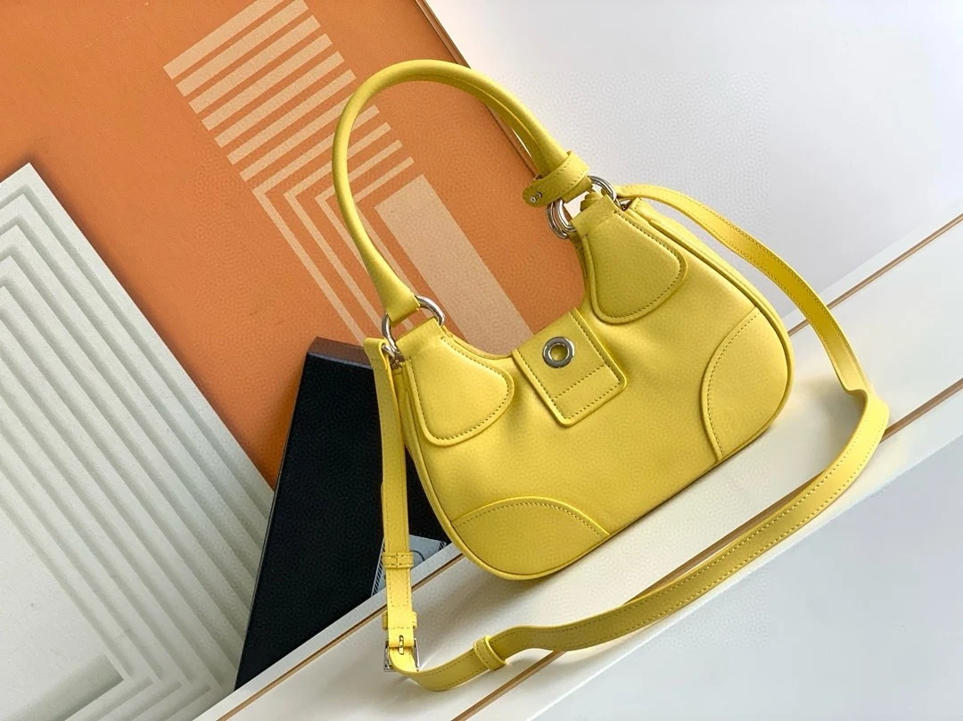 Prada Moon Bag in Yellow Padded Nappa Leather - Image 5
