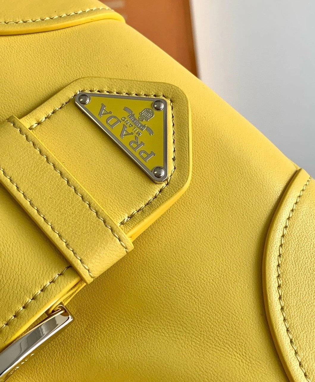 Prada Moon Bag in Yellow Padded Nappa Leather - Image 9