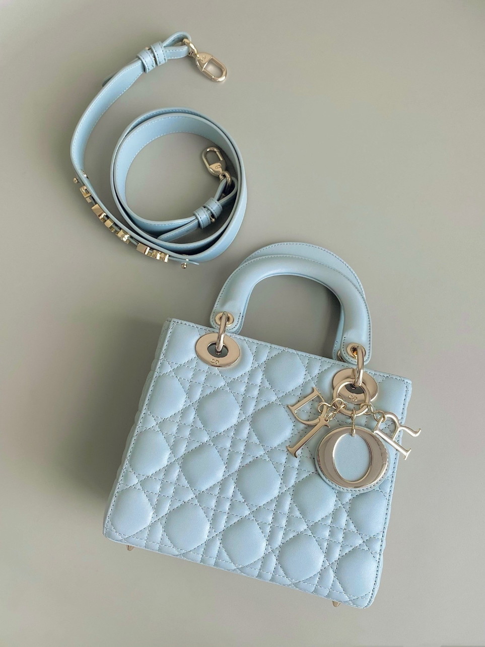 Dior Small Lady Dior My ABCDior Bag in Placid Blue Lambskin - Image 2