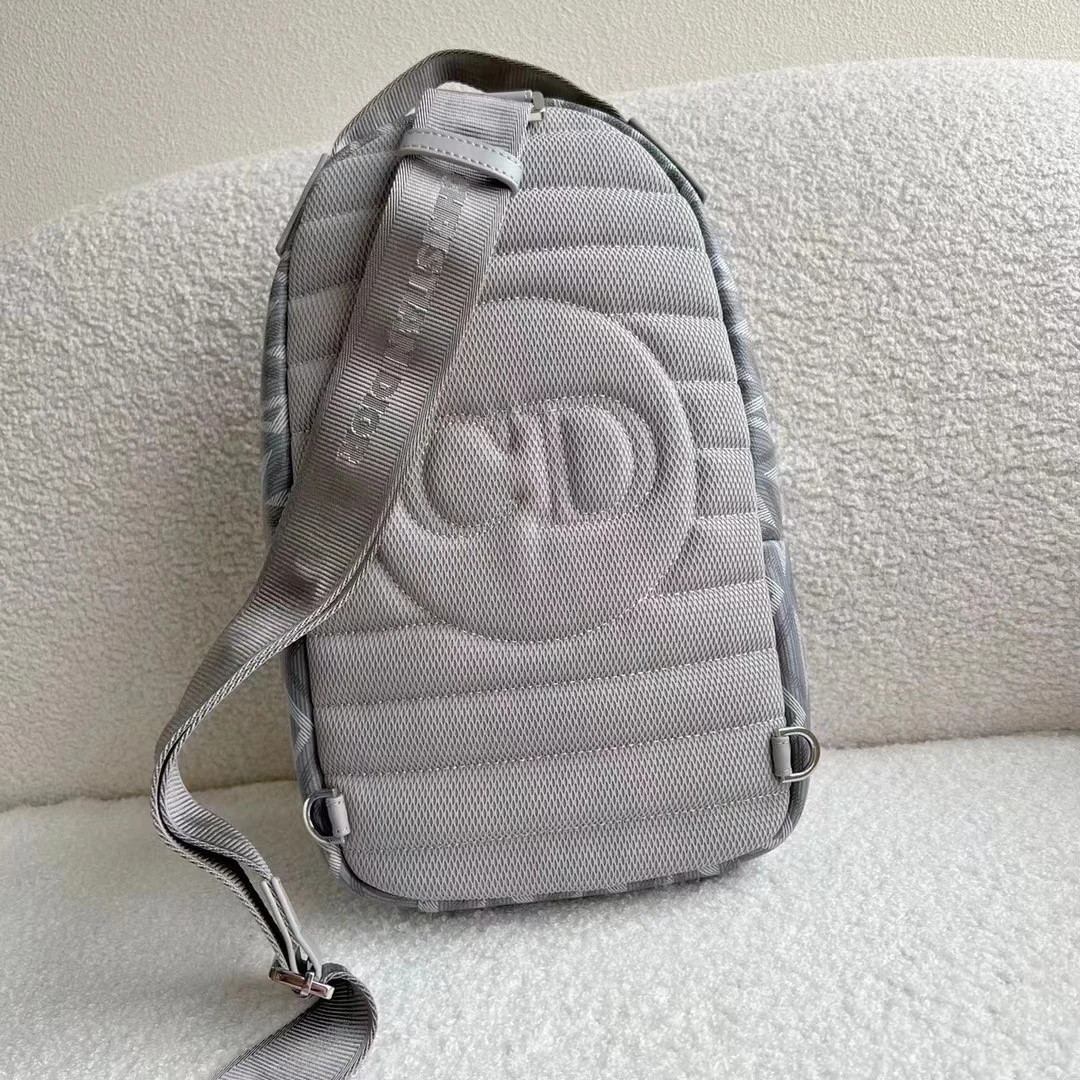 Dior Mini Rider Sling Bag In Gray CD Diamond Canvas - Image 5