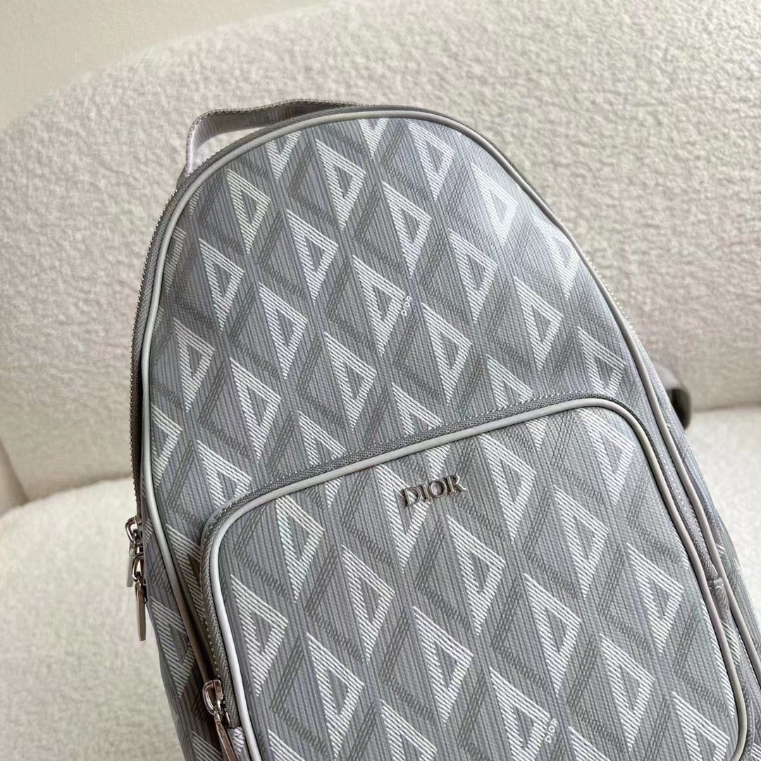 Dior Mini Rider Sling Bag In Gray CD Diamond Canvas - Image 7