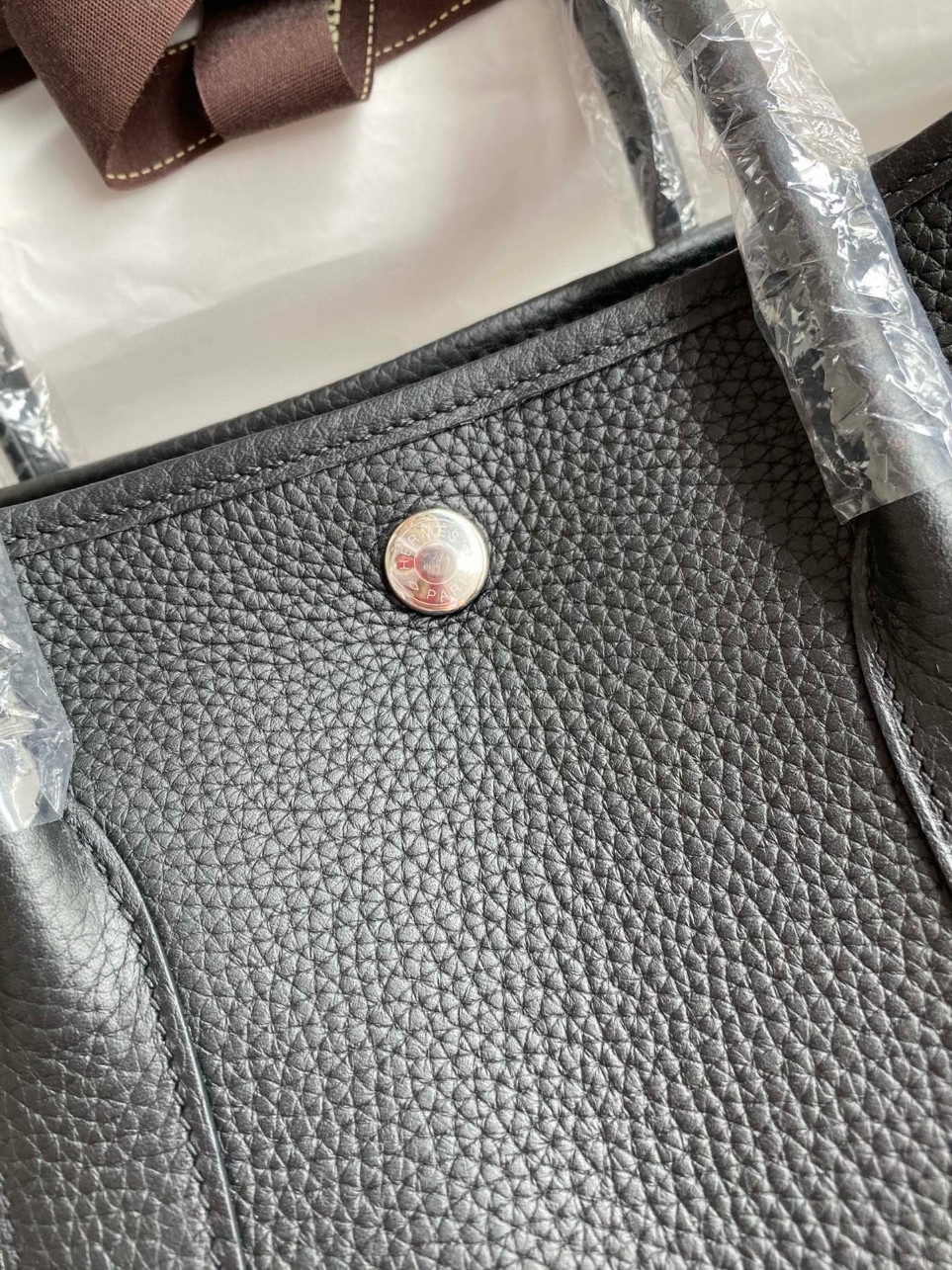 Hermes Garden Party 30 Handmade Bag in Black Clemence Leather - Image 6