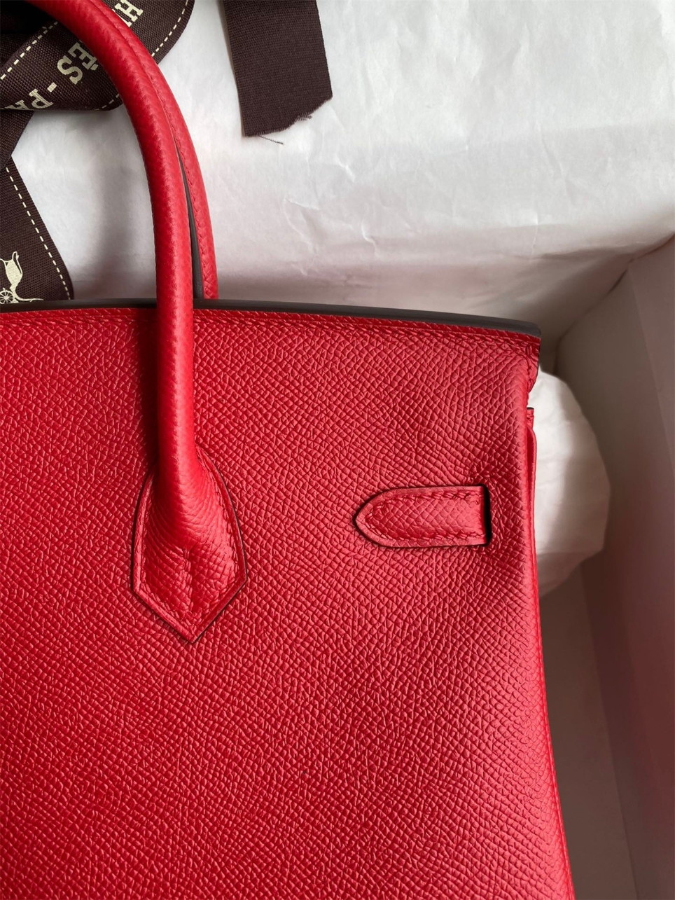 Hermes Birkin 25 Retourne Handmade Bag In Red Epsom Calfskin - Image 2