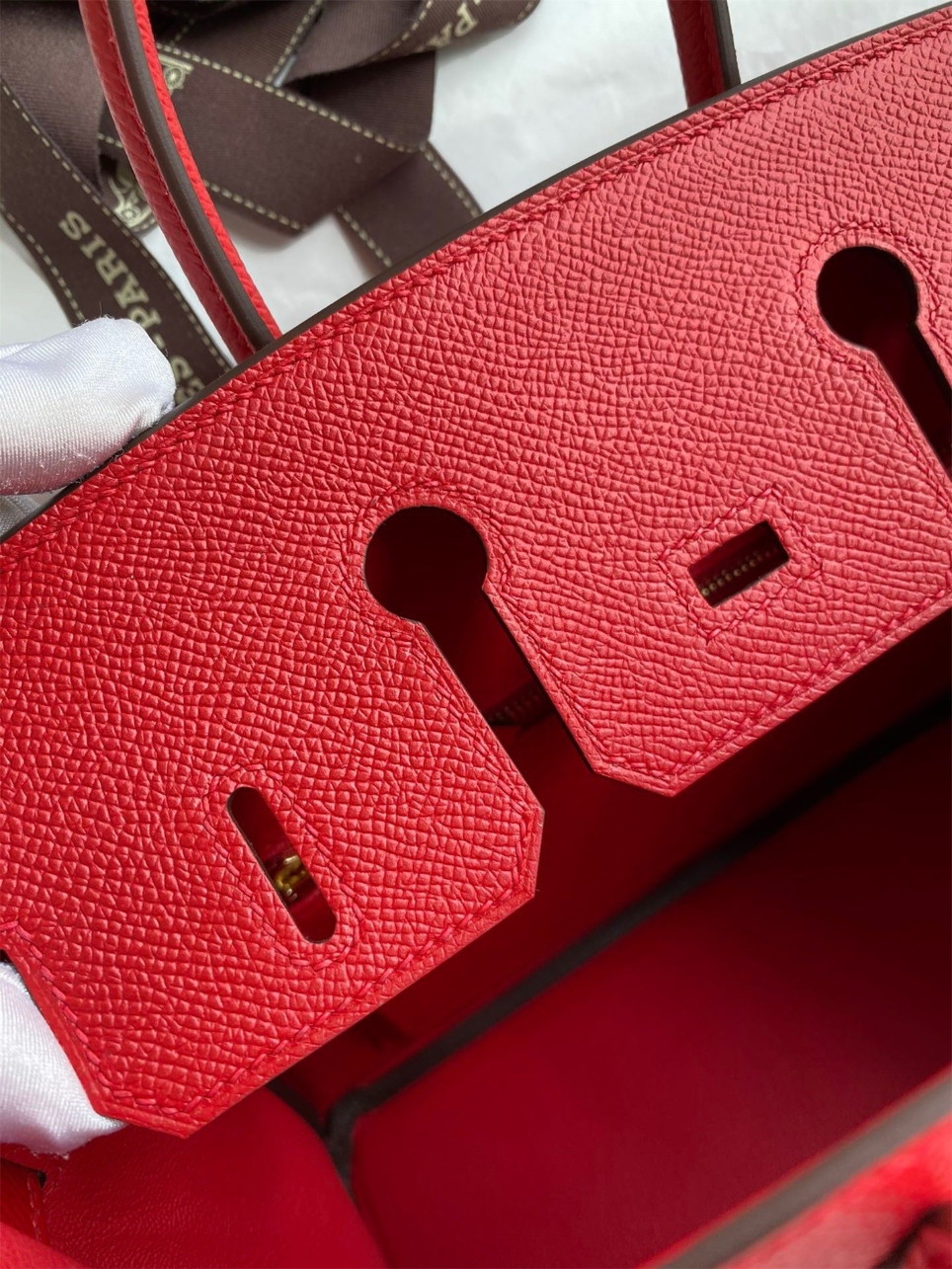 Hermes Birkin 25 Retourne Handmade Bag In Red Epsom Calfskin - Image 5