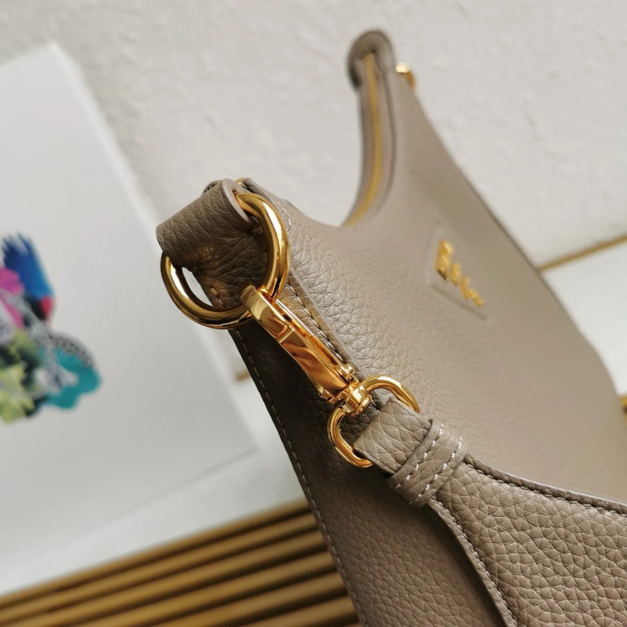 Prada Shoulder Bag in Grey Grained Leather - Image 2