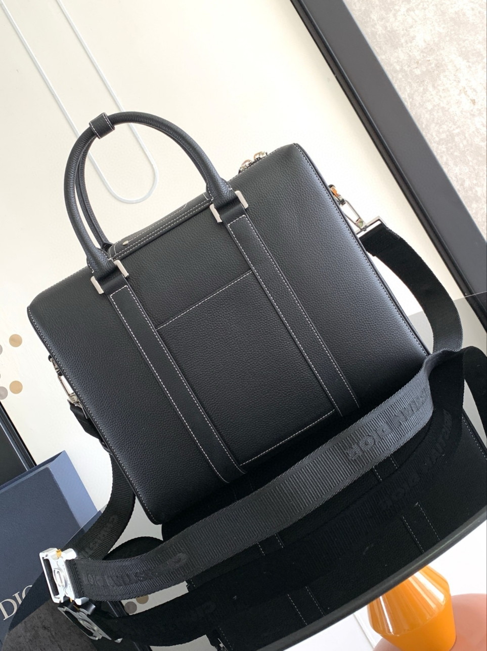Dior Lingot Briefcase in Black Grained Calfskin - Image 4