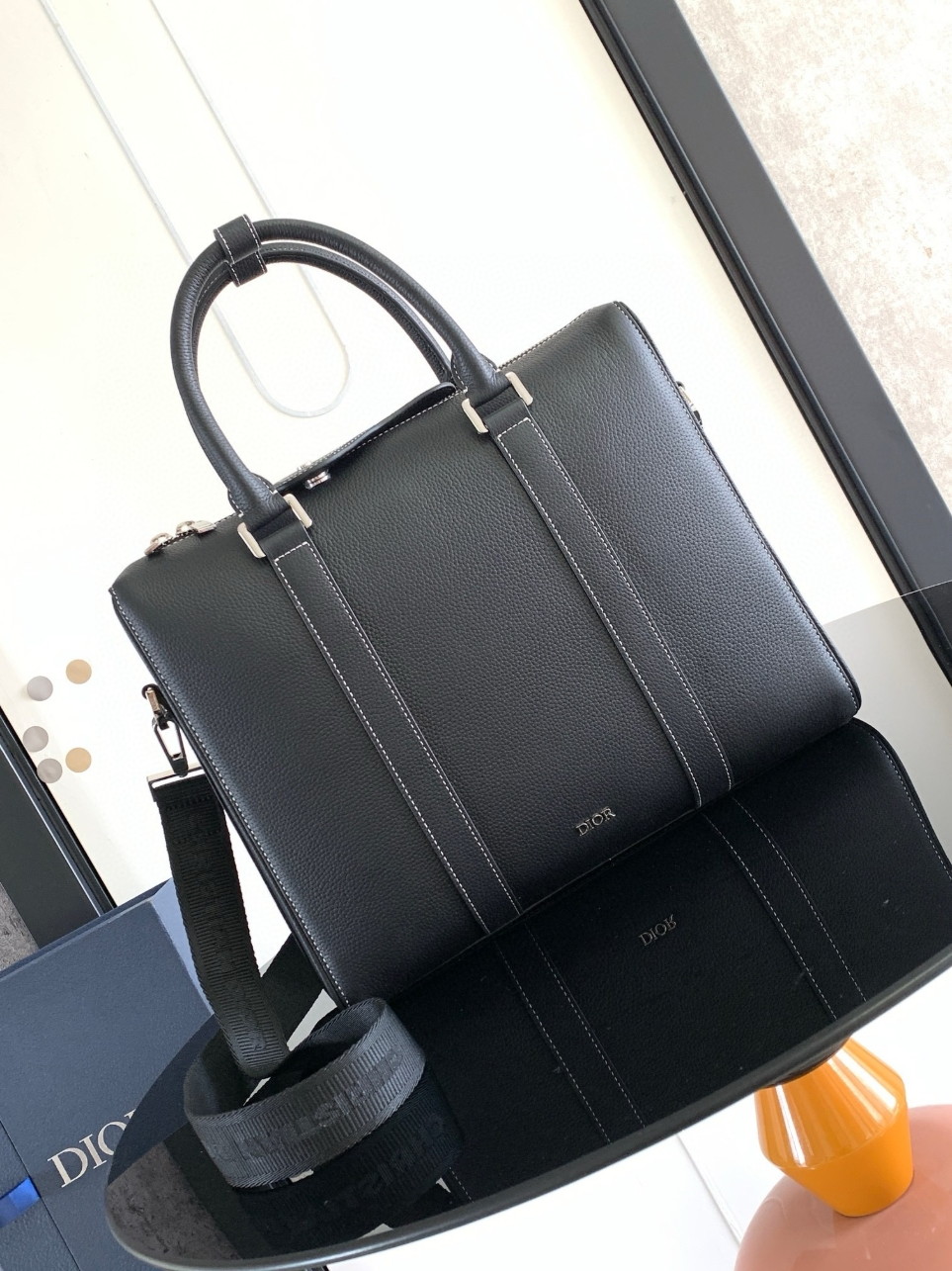 Dior Lingot Briefcase in Black Grained Calfskin - Image 5