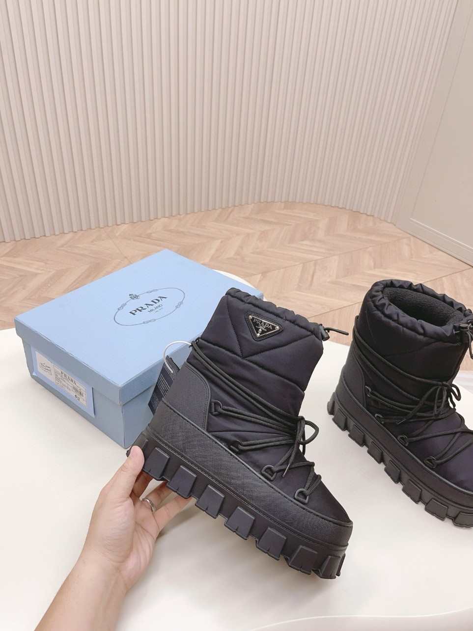 Prada Gabardine Après-ski Boots in Black Nylon - Image 6