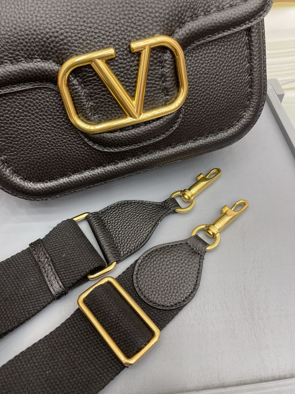 Valentino Alltime Shoulder Bag in Black Grained Leather - Image 10