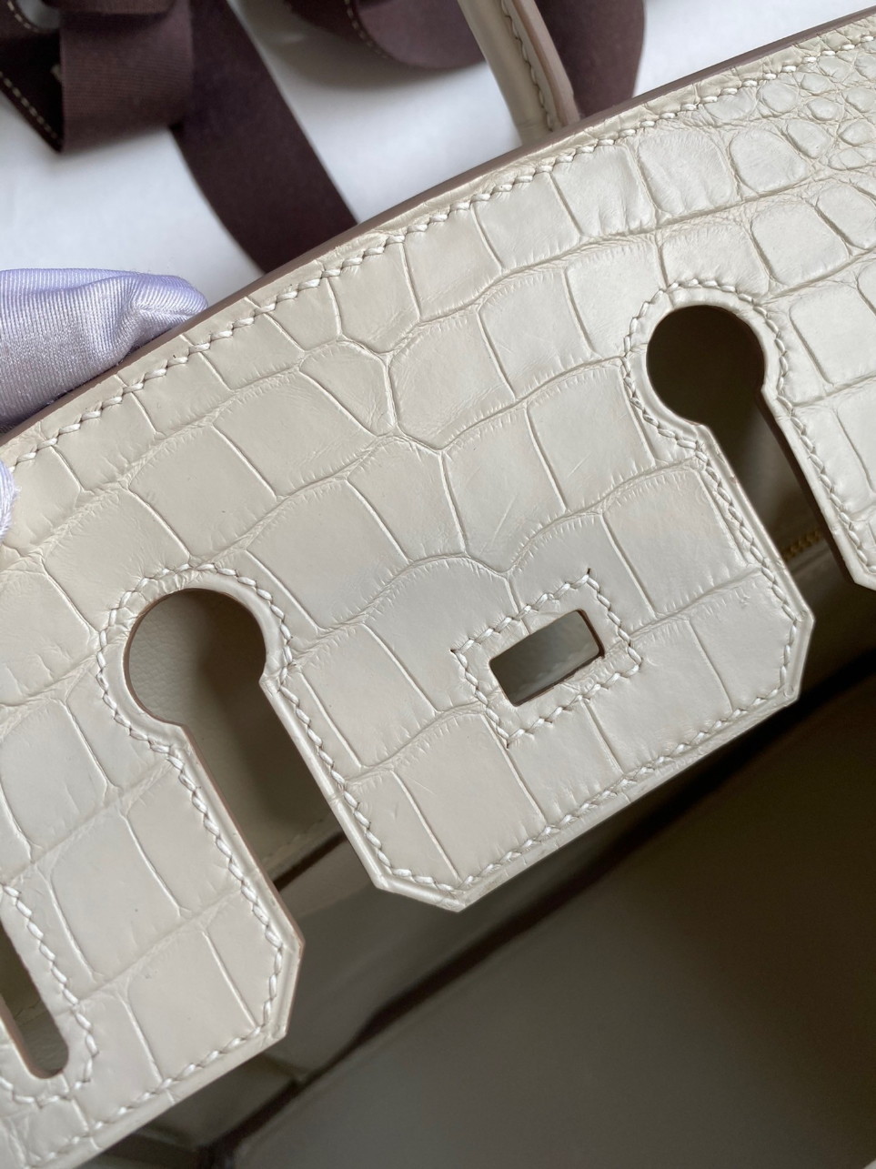 Hermes Birkin 25 Retourne Handmade Bag In Beton Matte Alligator Leather - Image 9