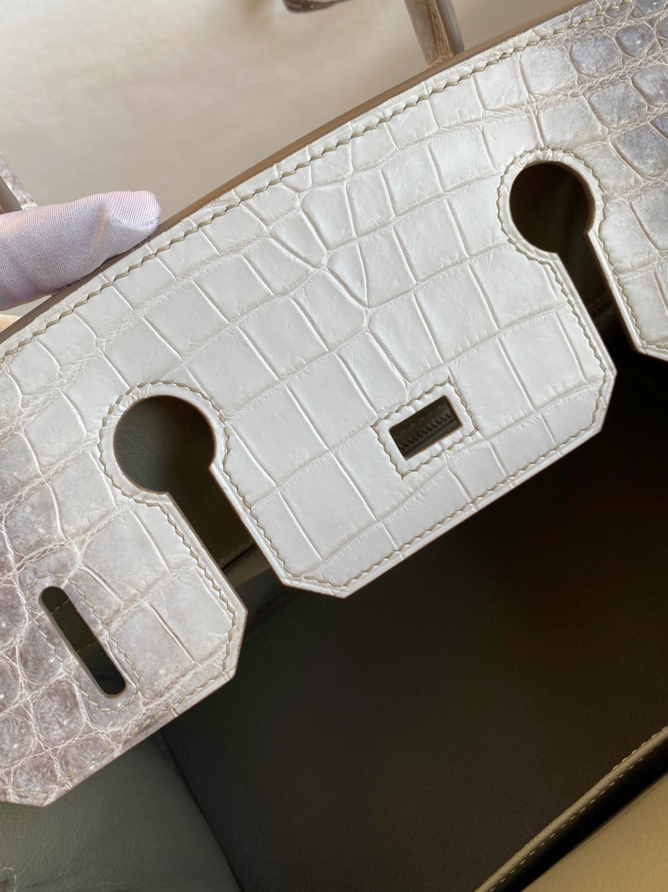 Hermes Birkin 25 Retourne Bag In Himalaya Niloticus Crocodile Skin - Image 3